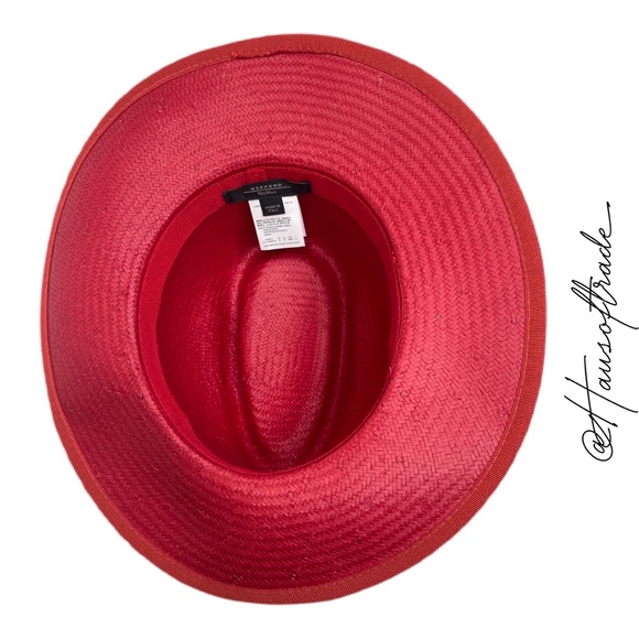 MAXMARA Weekend Rolle Red Straw Ribbon Hat - Picture 14 of 16